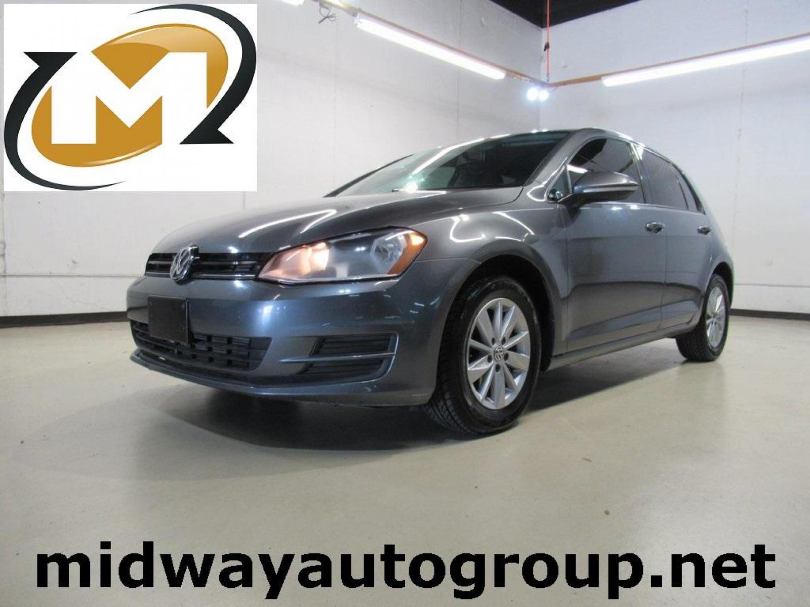 2017 Platinum Gray Metallic /Quartz Gray Volkswagen Golf TSI SE 4-Door (3VW217AU2HM) with an 1.8L I4 Turbocharged DOHC 16V SULEV II 170hp engine, Automatic transmission, located at 15300 Midway Rd., Addison, TX, 75001, (972) 702-0011, 32.958321, -96.838074 - HOME OF THE NO HAGGLE PRICE - WHOLESALE PRICES TO THE PUBLIC!! Golf TSI S 4-Door, 4D Hatchback, 1.8L I4 Turbocharged DOHC 16V SULEV II 170hp, 6-Speed Automatic with Tiptronic, FWD, Gray, Quartz Gray Cloth.<br><br>Gray 2017 Volkswagen Golf TSI S 4-Door<br><br><br>At Midway Auto Group, we strive to pr - Photo #0