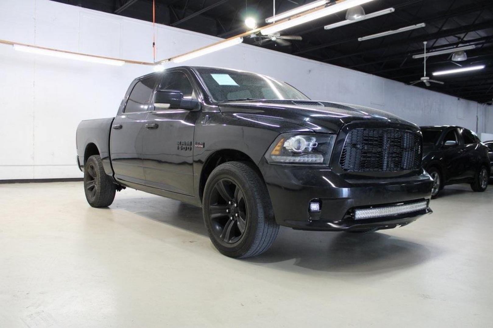 2016 Brilliant Black Crystal Pearlcoat /Black Ram 1500 Sport (1C6RR6MT5GS) with an HEMI 5.7L V8 Multi Displacement VVT engine, Automatic transmission, located at 15300 Midway Rd., Addison, TX, 75001, (972) 702-0011, 32.958321, -96.838074 - Photo#1