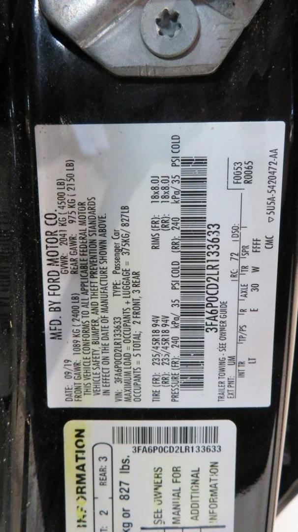 2020 Agate Black Metallic /Ebony Ford Fusion SEL (3FA6P0CD2LR) with an 1.5L EcoBoost engine, Automatic transmission, located at 15300 Midway Rd., Addison, TX, 75001, (972) 702-0011, 32.958321, -96.838074 - HOME OF THE NO HAGGLE PRICE - WHOLESALE PRICES TO THE PUBLIC!! Bluetooth, Hands Free Connectivity, Backup Camera, Leather Seats, Sunroof / Moonroof, NON SMOKER, Fusion SEL, 4D Sedan, 1.5L EcoBoost, 6-Speed Automatic, FWD, Black.<br><br>Black 2020 Ford Fusion SEL<br><br>23/34 City/Highway MPG<br><br> - Photo#33