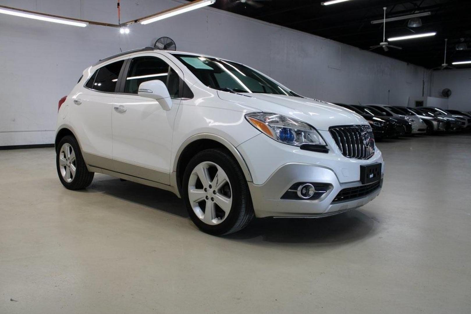 2015 White Pearl Tricoat /Titanium Buick Encore Convenience (KL4CJBSB5FB) with an ECOTEC 1.4L I4 SMPI DOHC Turbocharged VVT engine, Automatic transmission, located at 15300 Midway Rd., Addison, TX, 75001, (972) 702-0011, 32.958321, -96.838074 - Photo#1