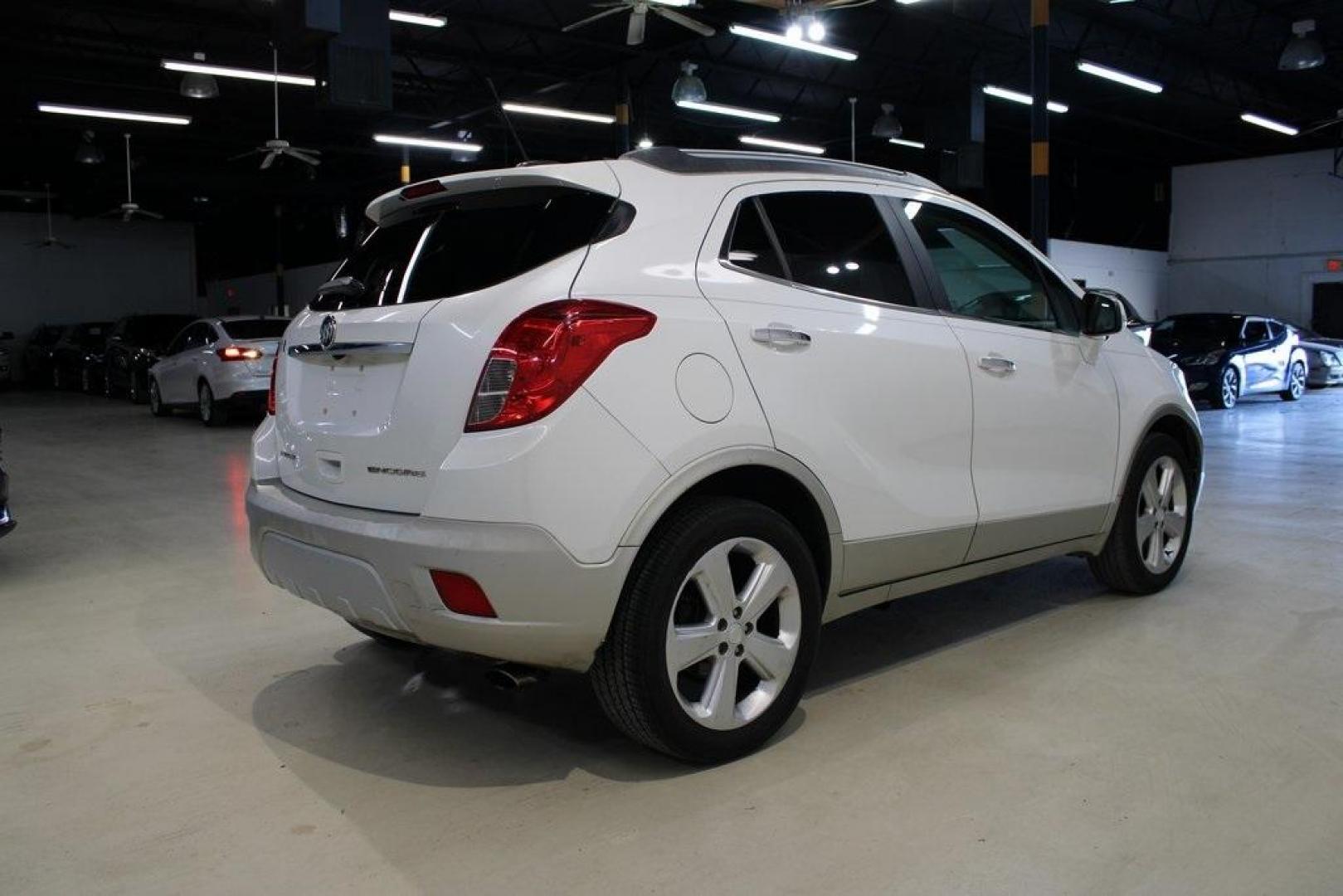 2015 White Pearl Tricoat /Titanium Buick Encore Convenience (KL4CJBSB5FB) with an ECOTEC 1.4L I4 SMPI DOHC Turbocharged VVT engine, Automatic transmission, located at 15300 Midway Rd., Addison, TX, 75001, (972) 702-0011, 32.958321, -96.838074 - Photo#2