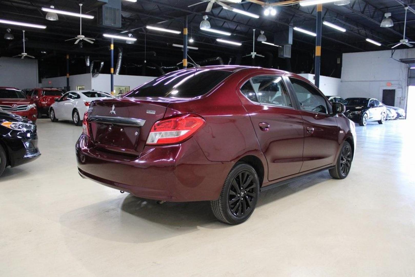 2020 Burgundy Mitsubishi Mirage G4 LE (ML32F4FJ7LH) with an 1.2L 3-Cylinder DOHC MIVEC engine, CVT transmission, located at 15300 Midway Rd., Addison, TX, 75001, (972) 702-0011, 32.958321, -96.838074 - Photo#1