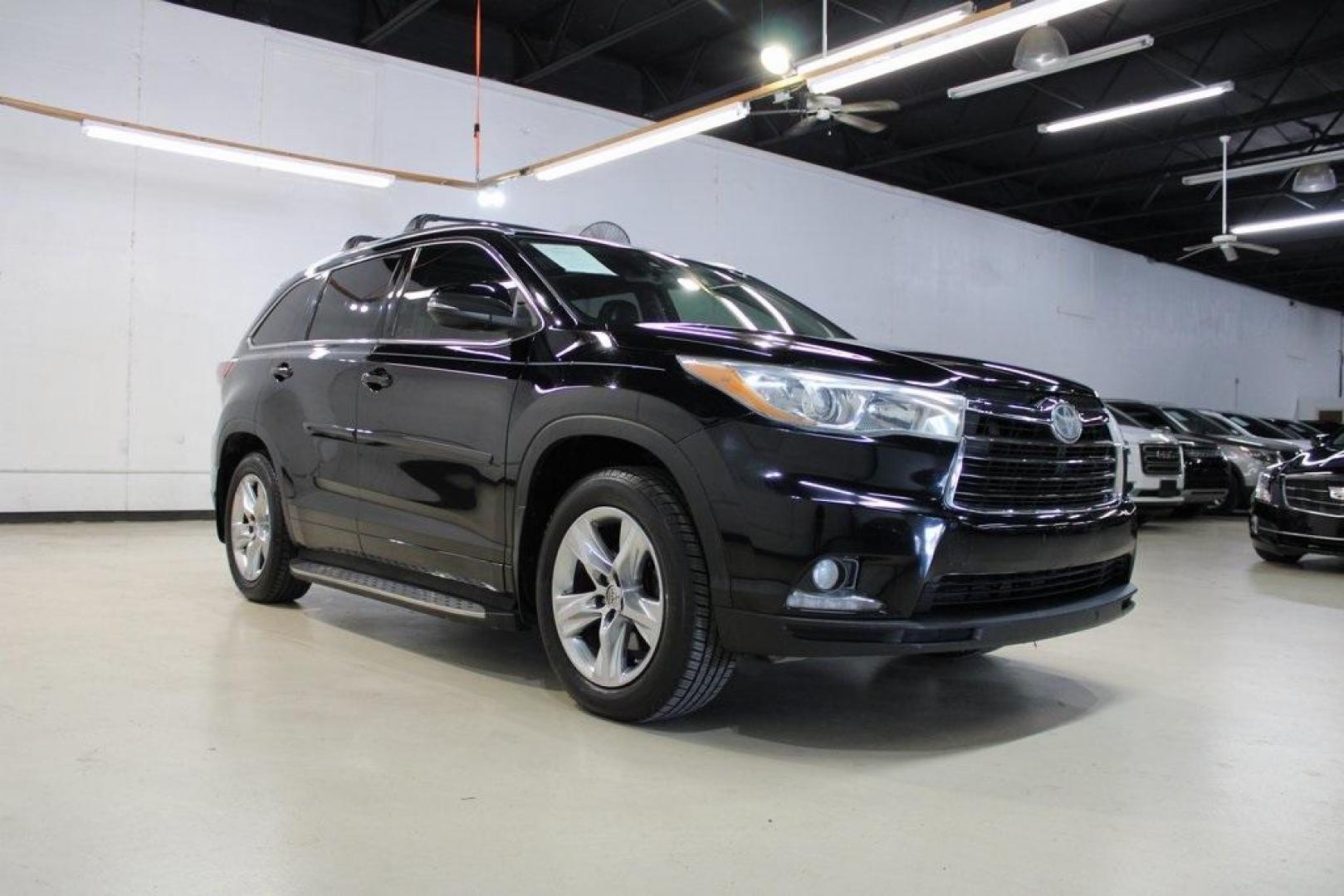 2015 Attitude Black Metallic /Black Toyota Highlander Limited Platinum V6 (5TDYKRFHXFS) with an 3.5L V6 DOHC Dual VVT-i 24V engine, Automatic transmission, located at 15300 Midway Rd., Addison, TX, 75001, (972) 702-0011, 32.958321, -96.838074 - HOME OF THE NO HAGGLE PRICE - WHOLESALE PRICES TO THE PUBLIC!! Highlander Limited Platinum V6, 4D Sport Utility, 3.5L V6 DOHC Dual VVT-i 24V, 6-Speed Automatic Electronic with Overdrive, FWD, Black, Black Leather.<br><br>Black 2015 Toyota Highlander Limited Platinum V6<br><br><br>Awards:<br> * 2015 - Photo#1