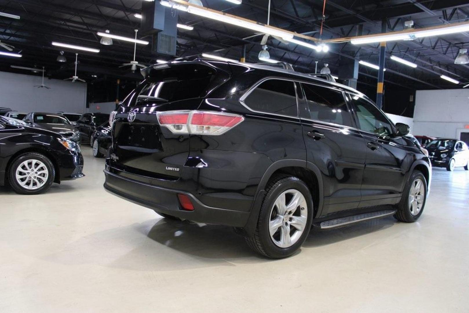 2015 Attitude Black Metallic /Black Toyota Highlander Limited Platinum V6 (5TDYKRFHXFS) with an 3.5L V6 DOHC Dual VVT-i 24V engine, Automatic transmission, located at 15300 Midway Rd., Addison, TX, 75001, (972) 702-0011, 32.958321, -96.838074 - HOME OF THE NO HAGGLE PRICE - WHOLESALE PRICES TO THE PUBLIC!! Highlander Limited Platinum V6, 4D Sport Utility, 3.5L V6 DOHC Dual VVT-i 24V, 6-Speed Automatic Electronic with Overdrive, FWD, Black, Black Leather.<br><br>Black 2015 Toyota Highlander Limited Platinum V6<br><br><br>Awards:<br> * 2015 - Photo#2