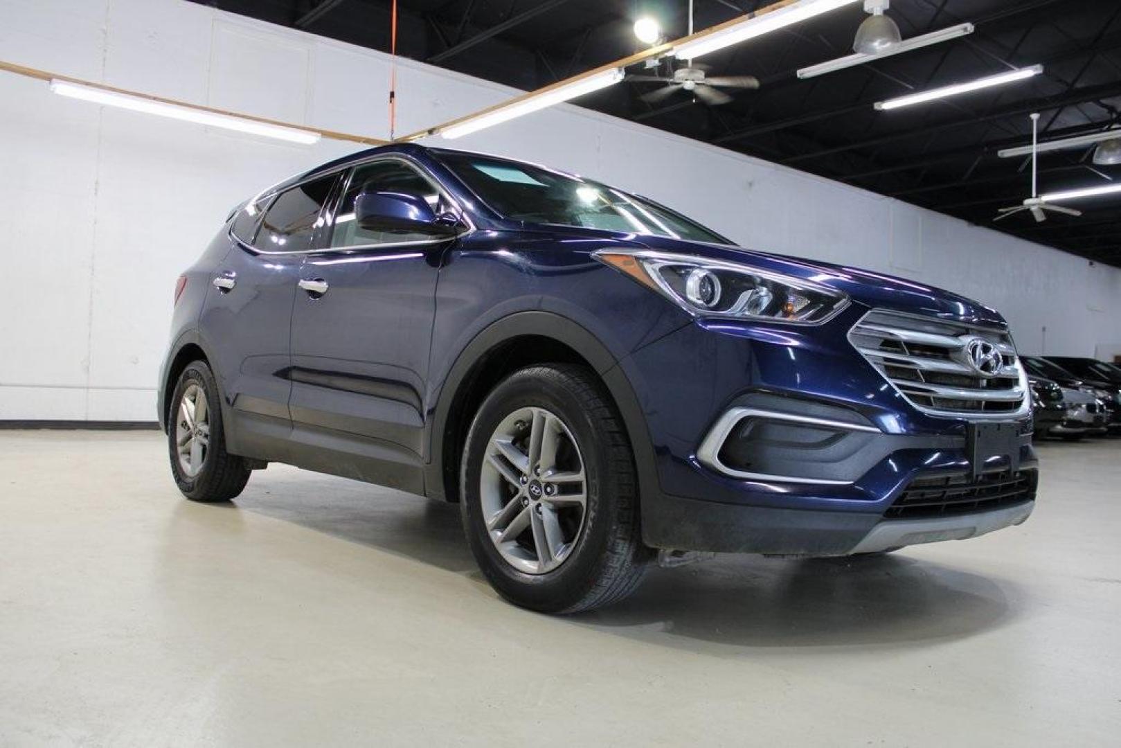 2018 Nightfall Blue /Beige Hyundai Santa Fe Sport 2.4 Base (5XYZT3LB2JG) with an 2.4L I4 DGI DOHC 16V engine, Automatic transmission, located at 15300 Midway Rd., Addison, TX, 75001, (972) 702-0011, 32.958321, -96.838074 - Photo#1