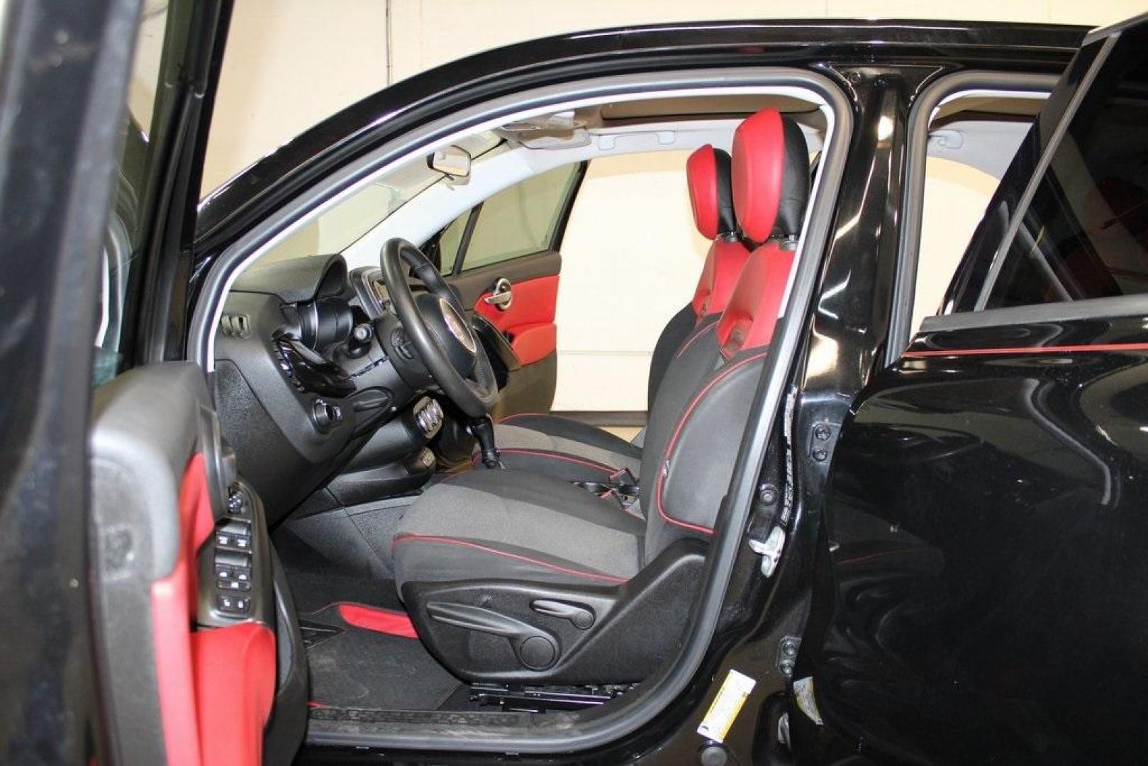 2016 Nero Cinema (Black Clear Coat) /Black/Red Fiat 500X Easy (ZFBCFXBT7GP) with an 2.4L I4 MultiAir engine, Automatic transmission, located at 15300 Midway Rd., Addison, TX, 75001, (972) 702-0011, 32.958321, -96.838074 - HOME OF THE NO HAGGLE PRICE - WHOLESALE PRICES TO THE PUBLIC!! 500X Easy, 4D Sport Utility, 2.4L I4 MultiAir, 9-Speed 948TE Automatic, FWD, Nero Cinema (Black Clear Coat), Black/Red Cloth.<br><br>Nero Cinema (Black Clear Coat) 2016 Fiat 500X Easy<br><br>Recent Arrival! 22/31 City/Highway MPG<br><br> - Photo#12