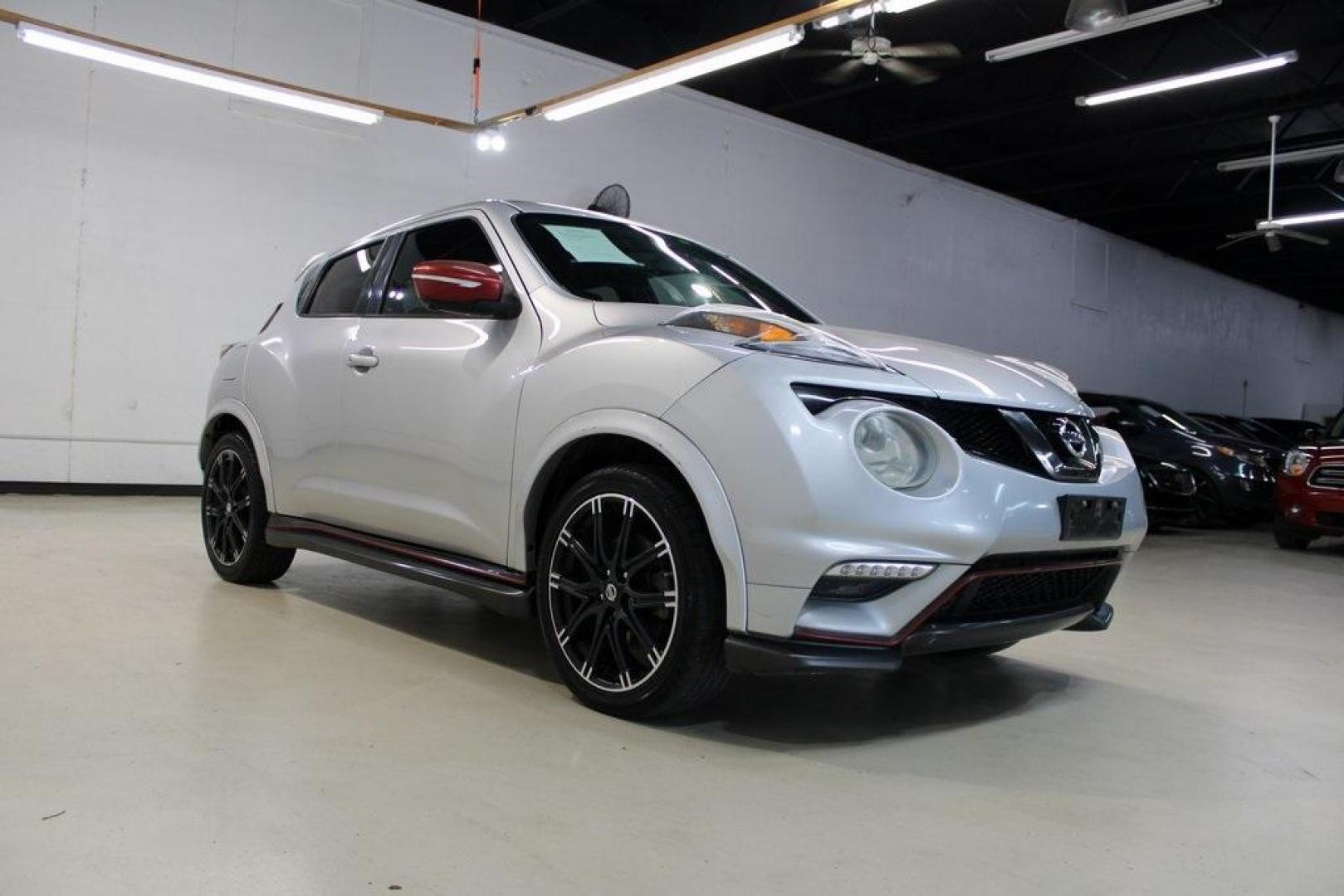 2015 Brilliant Silver /Nismo Nissan Juke NISMO (JN8AF5MVXFT) with an 1.6L I4 DOHC 16V engine, CVT transmission, located at 15300 Midway Rd., Addison, TX, 75001, (972) 702-0011, 32.958321, -96.838074 - Photo#1