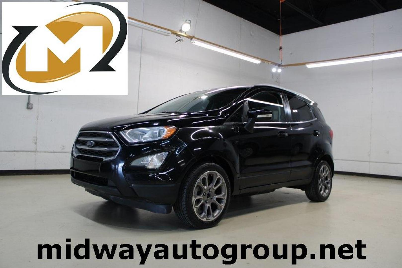 2018 Shadow Black Ford EcoSport Titanium (MAJ3P1VE7JC) with an EcoBoost 1.0L I3 GTDi DOHC Turbocharged VCT engine, Automatic transmission, located at 15300 Midway Rd., Addison, TX, 75001, (972) 702-0011, 32.958321, -96.838074 - Photo#0