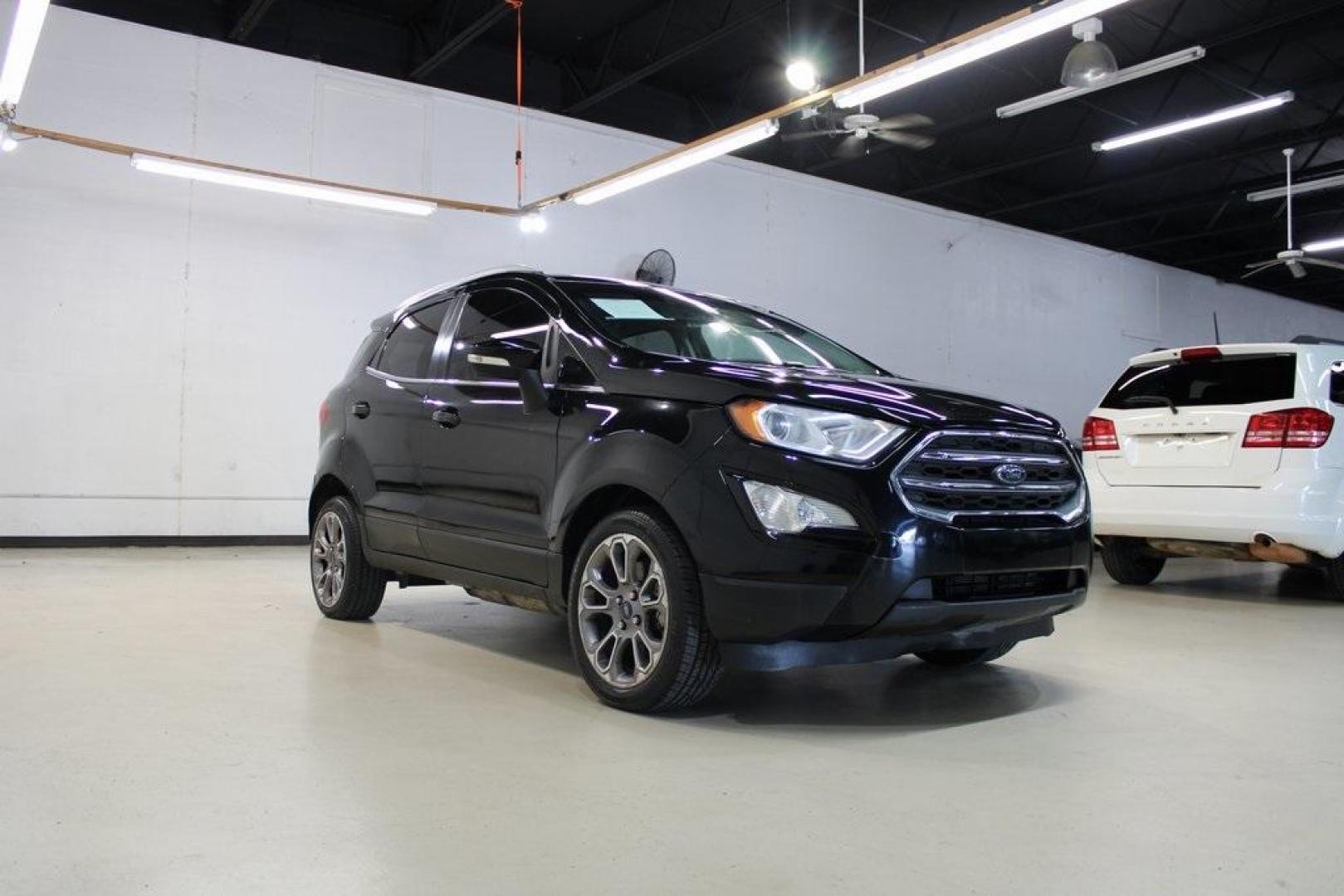 2018 Shadow Black Ford EcoSport Titanium (MAJ3P1VE7JC) with an EcoBoost 1.0L I3 GTDi DOHC Turbocharged VCT engine, Automatic transmission, located at 15300 Midway Rd., Addison, TX, 75001, (972) 702-0011, 32.958321, -96.838074 - Photo#1