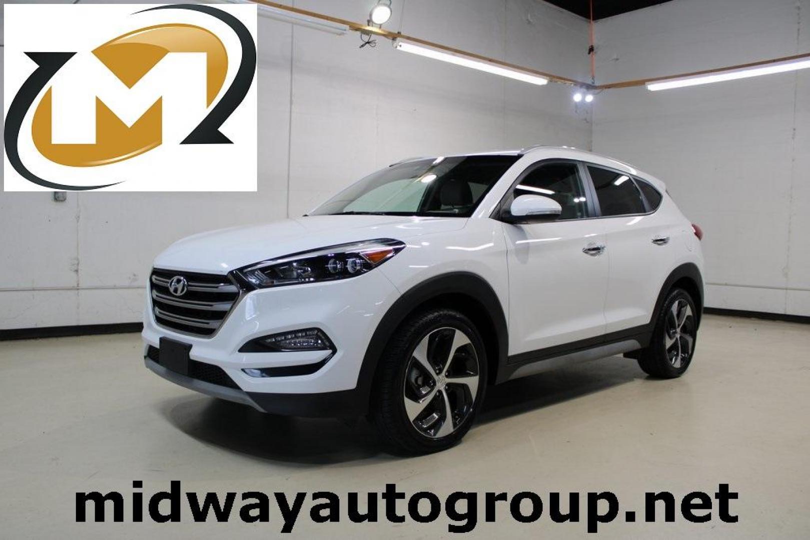 2018 Dazzling White /Beige Hyundai Tucson Limited (KM8J33A28JU) with an 1.6L I4 DGI Turbocharged DOHC 16V ULEV II 175hp engine, Automatic transmission, located at 15300 Midway Rd., Addison, TX, 75001, (972) 702-0011, 32.958321, -96.838074 - Photo#0