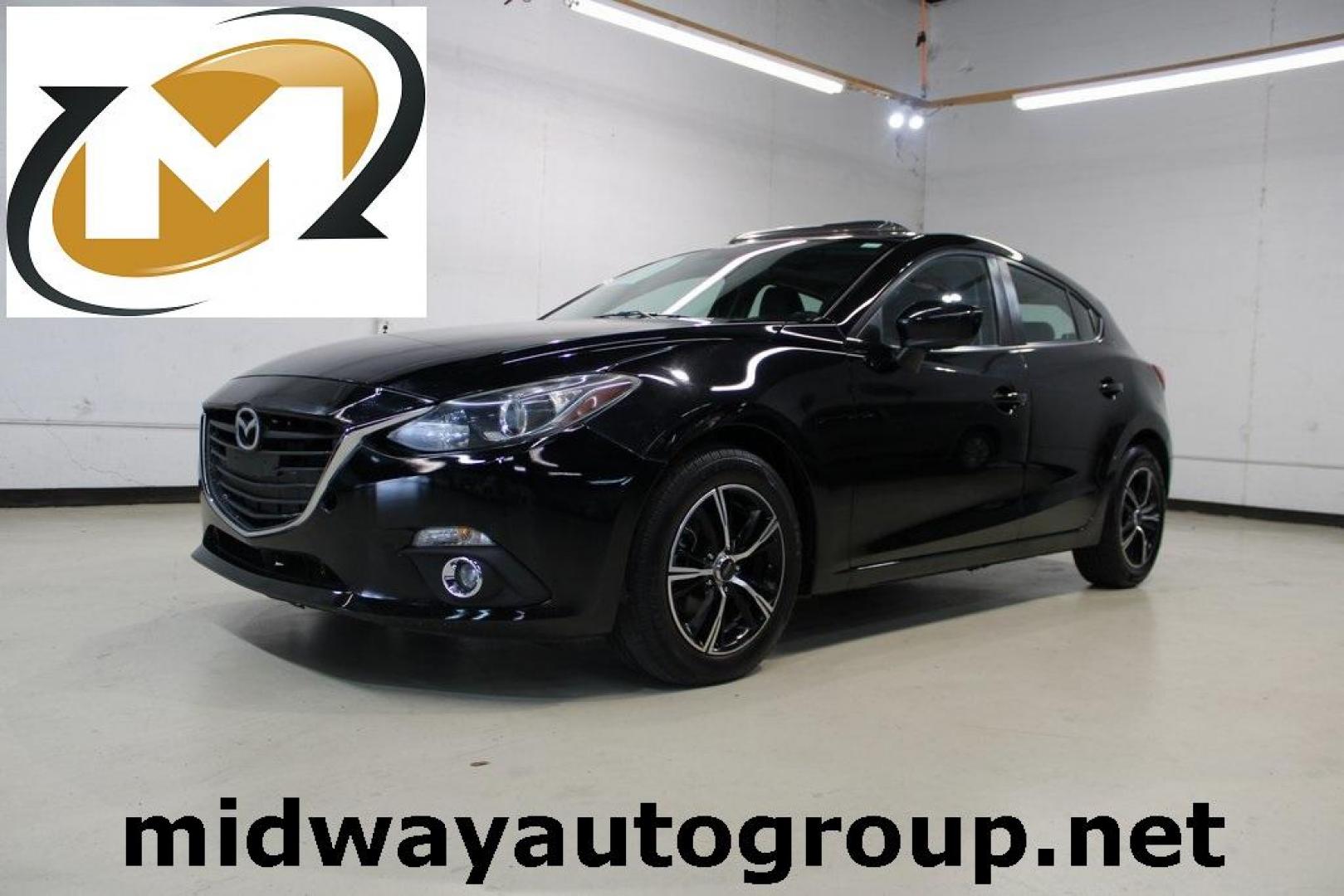 2015 Jet Black Mica /Black Mazda Mazda3 i Grand Touring (JM1BM1M77F1) with an 2.0L I4 engine, Automatic transmission, located at 15300 Midway Rd., Addison, TX, 75001, (972) 702-0011, 32.958321, -96.838074 - Photo#0