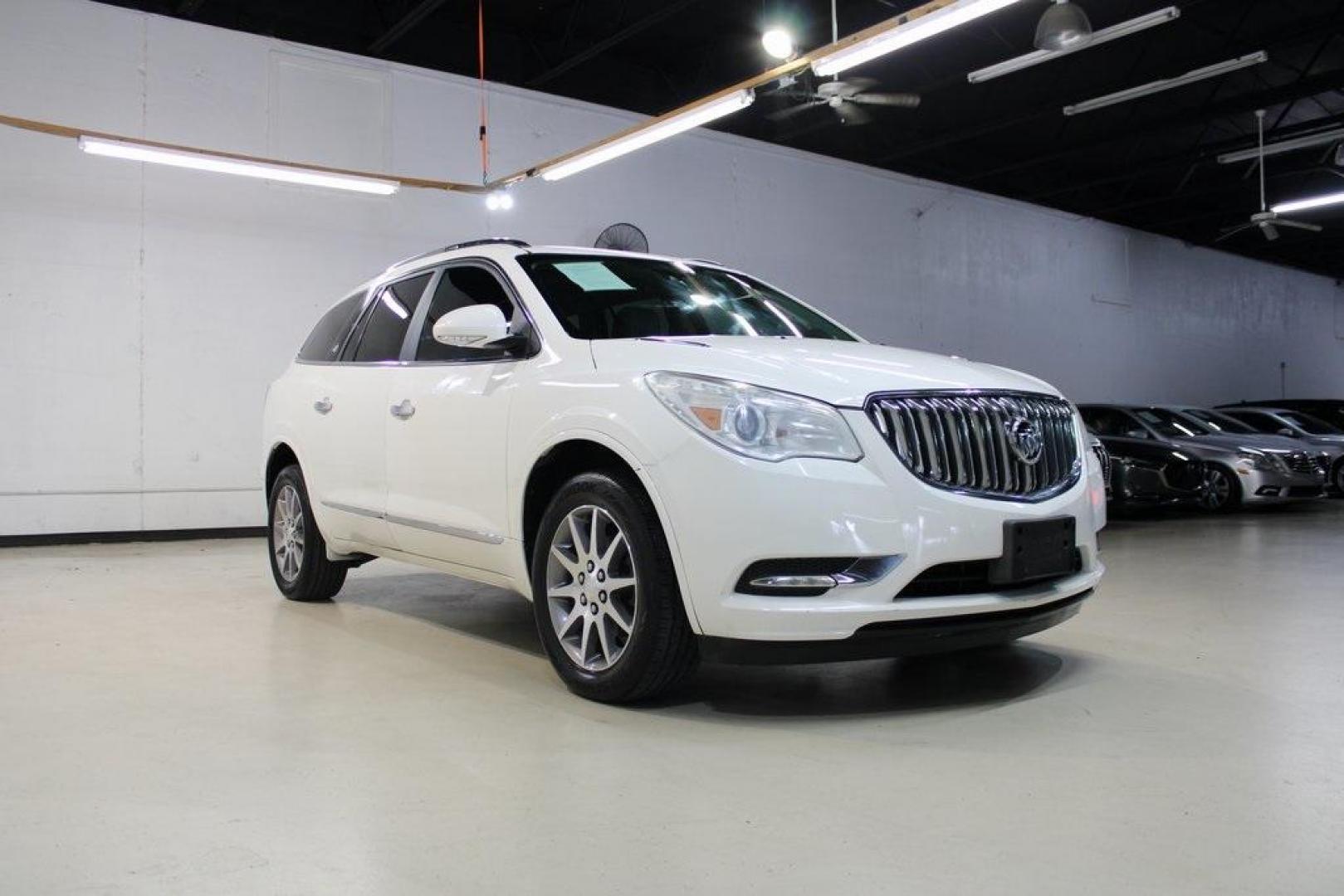 2015 White Opal /Light Titanium Buick Enclave Leather Group (5GAKRBKD4FJ) with an 3.6L V6 SIDI VVT engine, Automatic transmission, located at 15300 Midway Rd., Addison, TX, 75001, (972) 702-0011, 32.958321, -96.838074 - Photo#1