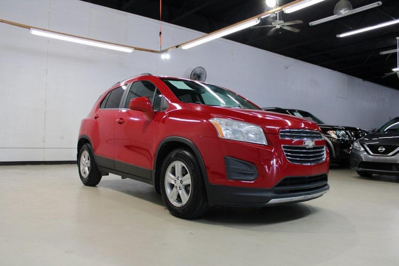 2015 Blaze Red /Jet Black Chevrolet Trax LT (KL7CJLSB2FB) with an ECOTEC 1.4L I4 SMPI DOHC Turbocharged VVT engine, Automatic transmission, located at 15300 Midway Rd., Addison, TX, 75001, (972) 702-0011, 32.958321, -96.838074 - Photo#1