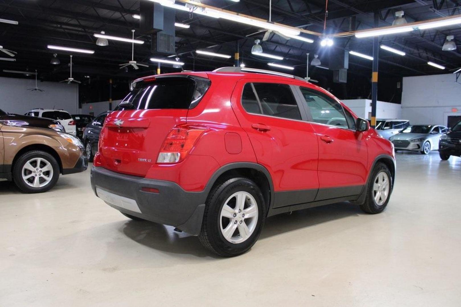 2015 Blaze Red /Jet Black Chevrolet Trax LT (KL7CJLSB2FB) with an ECOTEC 1.4L I4 SMPI DOHC Turbocharged VVT engine, Automatic transmission, located at 15300 Midway Rd., Addison, TX, 75001, (972) 702-0011, 32.958321, -96.838074 - Photo#2