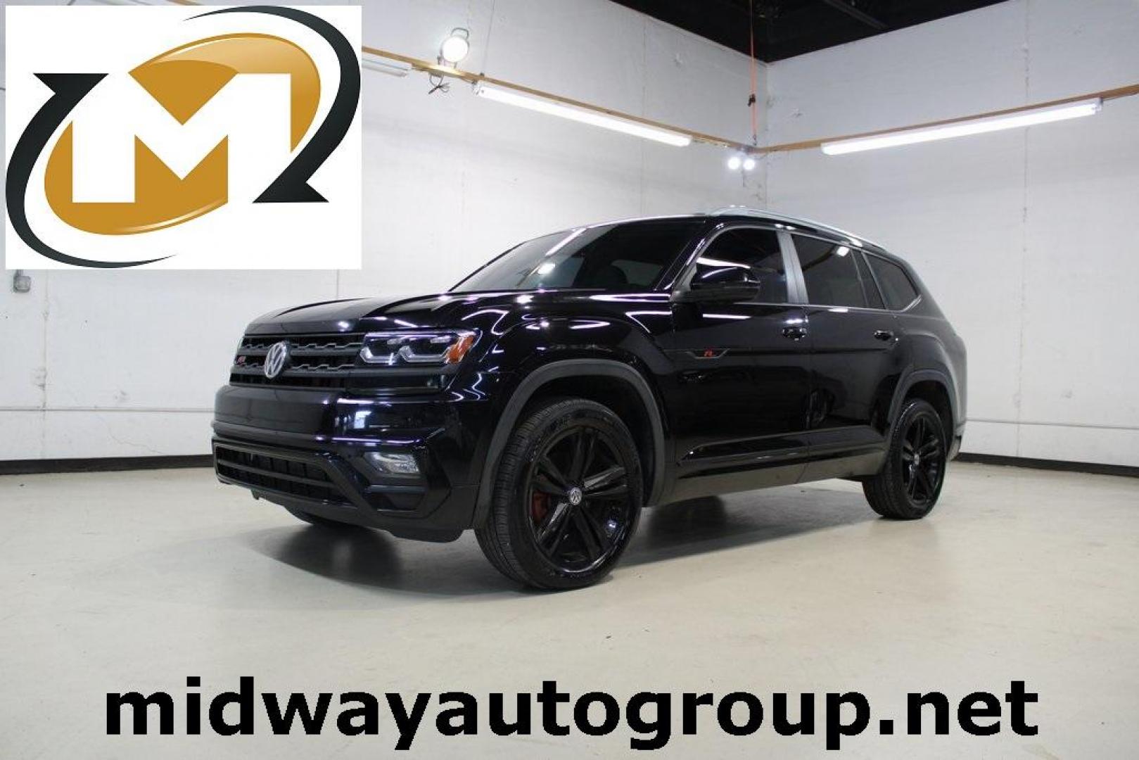 2019 Deep Black Pearl /Shetland Beige Volkswagen Atlas 3.6L V6 SE (1V2YR2CA1KC) with an 3.6L VR6 engine, Automatic transmission, located at 15300 Midway Rd., Addison, TX, 75001, (972) 702-0011, 32.958321, -96.838074 - HOME OF THE NO HAGGLE PRICE - WHOLESALE PRICES TO THE PUBLIC!! Bluetooth, Hands Free Connectivity, Navigation, Premium Audio, 3rd Row Seat, Backup Camera, Leather Seats, Premium Wheels, High Performance Tires, Power Liftgate, non smoker, Atlas 3.6L V6 SE R-Line, 4D Sport Utility, 3.6L VR6, 8-Speed A - Photo#0