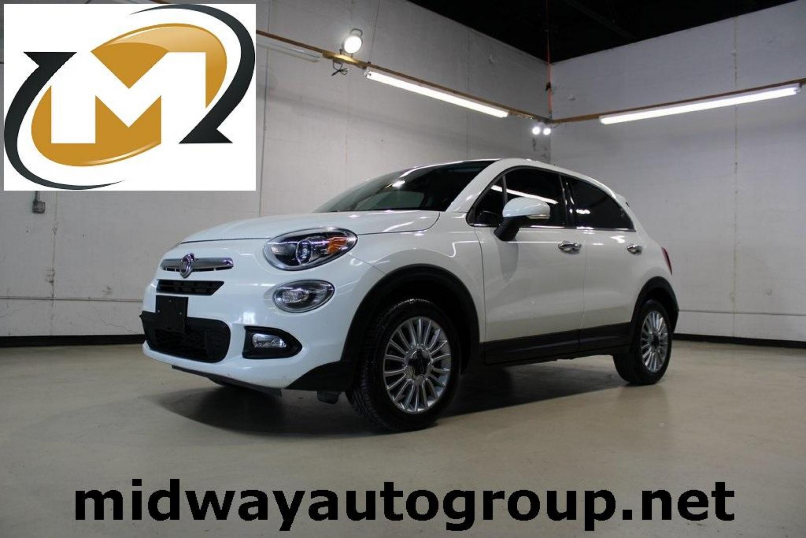 2017 Bianco Gelato (White Clear Coat) /Lt Pebble Beige/Dk Slate Fiat 500X Lounge (ZFBCFXDB4HP) with an 2.4L I4 MultiAir engine, Automatic transmission, located at 15300 Midway Rd., Addison, TX, 75001, (972) 702-0011, 32.958321, -96.838074 - Photo#0