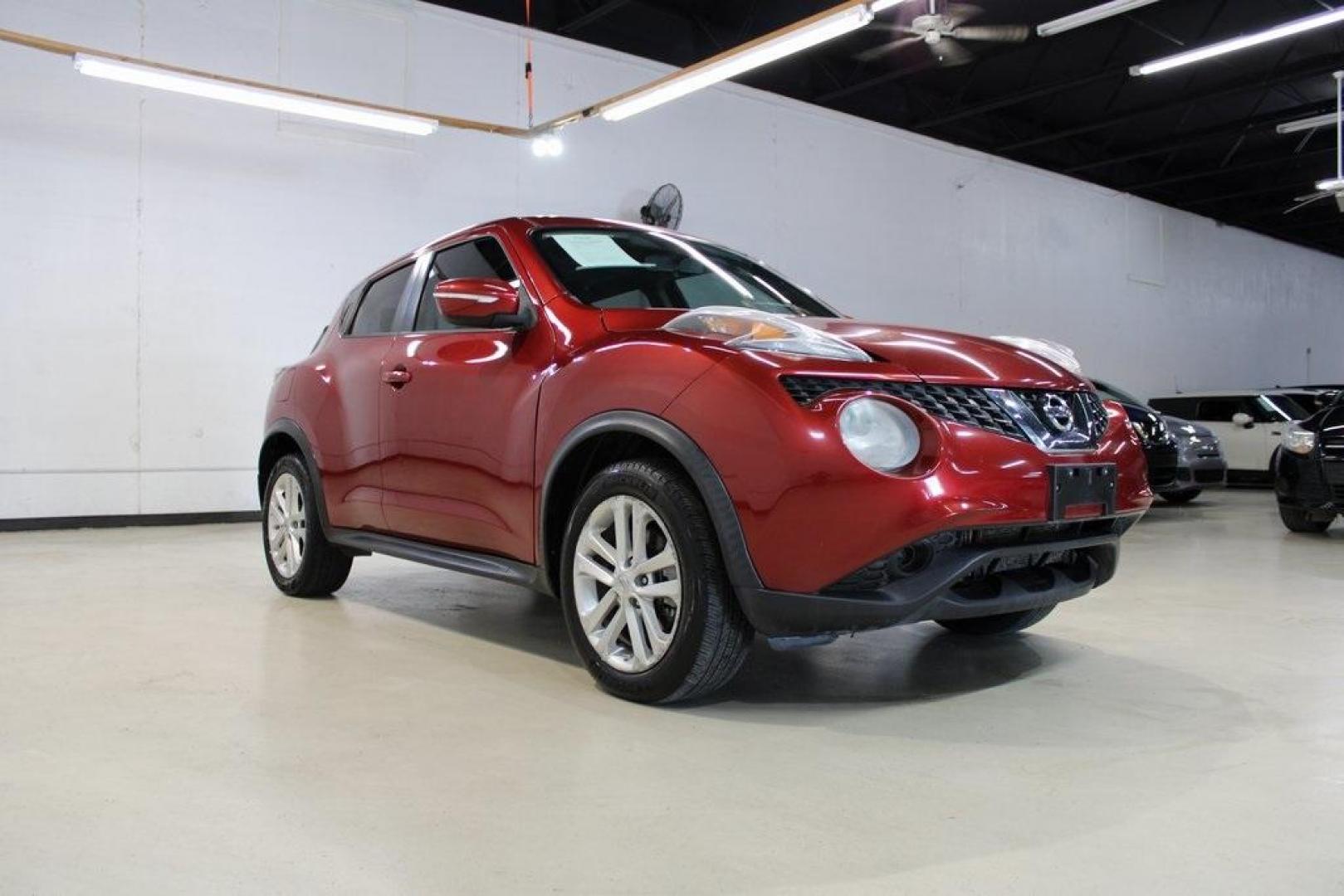 2015 Cayenne Red Pearl /Black/Red Nissan Juke SV (JN8AF5MR4FT) with an 1.6L I4 DOHC 16V engine, CVT transmission, located at 15300 Midway Rd., Addison, TX, 75001, (972) 702-0011, 32.958321, -96.838074 - HOME OF THE NO HAGGLE PRICE - WHOLESALE PRICES TO THE PUBLIC!! Juke SV, 4D Sport Utility, 1.6L I4 DOHC 16V, CVT with Xtronic, FWD, Cayenne Red Pearl, Black/Red Cloth.<br><br>Cayenne Red Pearl 2015 Nissan Juke SV<br><br>Recent Arrival! 28/32 City/Highway MPG<br><br><br>At Midway Auto Group, we strive - Photo#1