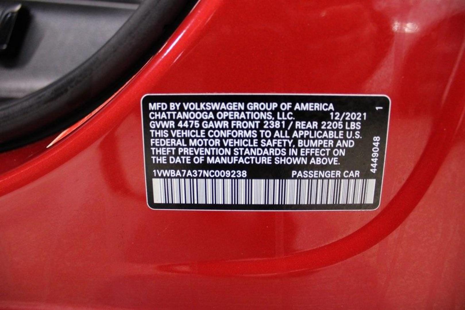 2022 Aurora Red Metallic Volkswagen Passat 2.0T Limited Edition (1VWBA7A37NC) with an 2.0L I4 TSI Turbocharged engine, Automatic transmission, located at 15300 Midway Rd., Addison, TX, 75001, (972) 702-0011, 32.958321, -96.838074 - Photo#30