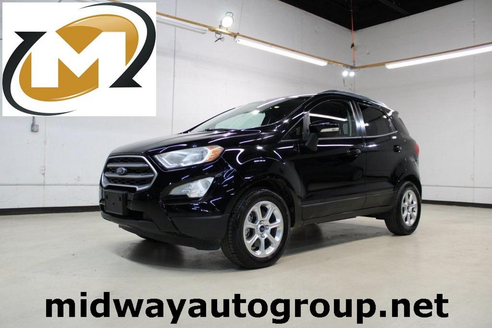 2018 Shadow Black /Ebony Black Ford EcoSport SE (MAJ3P1TE1JC) with an EcoBoost 1.0L I3 GTDi DOHC Turbocharged VCT engine, Automatic transmission, located at 15300 Midway Rd., Addison, TX, 75001, (972) 702-0011, 32.958321, -96.838074 - Photo#0